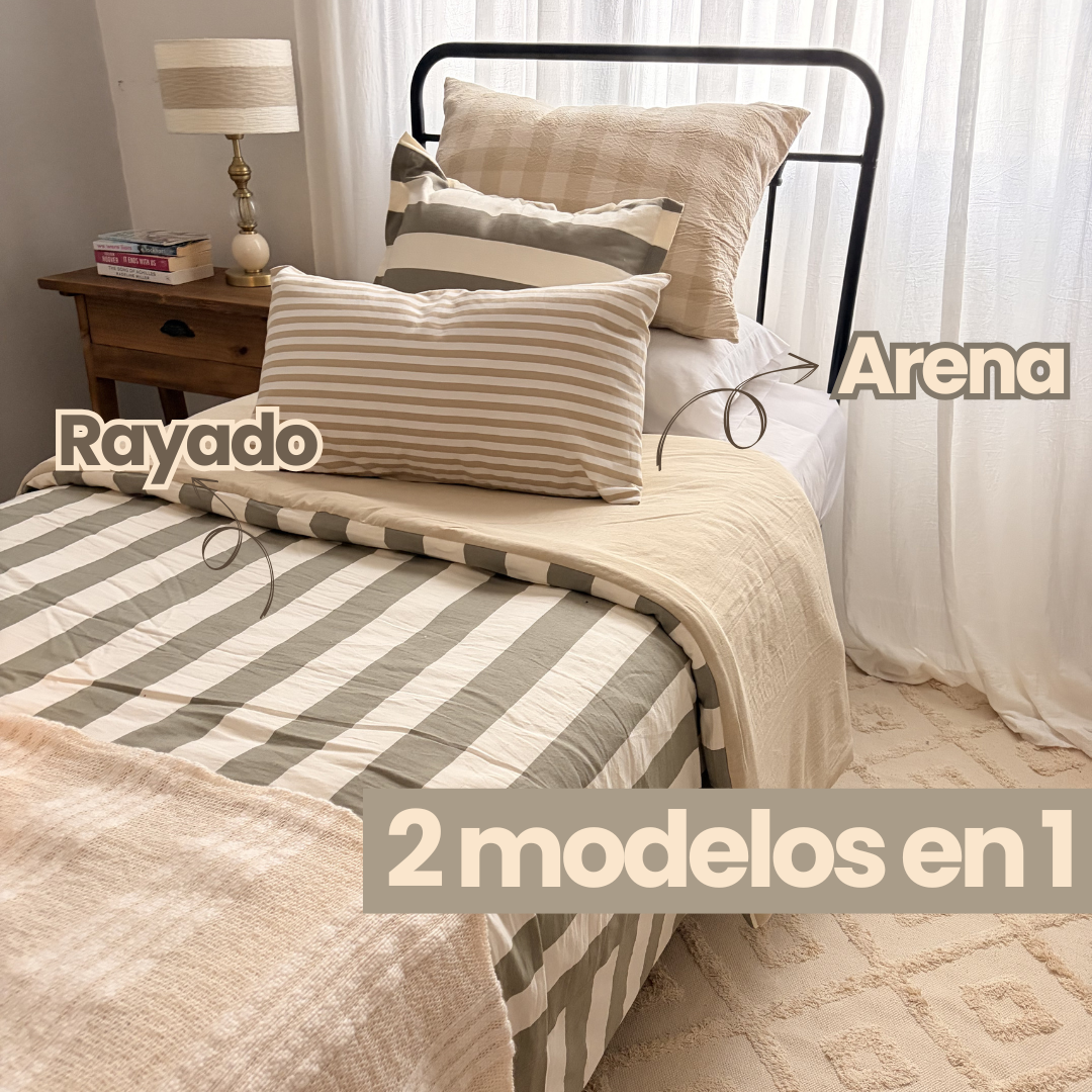 Acolchado Igor reversible lado liso color natural en tusor